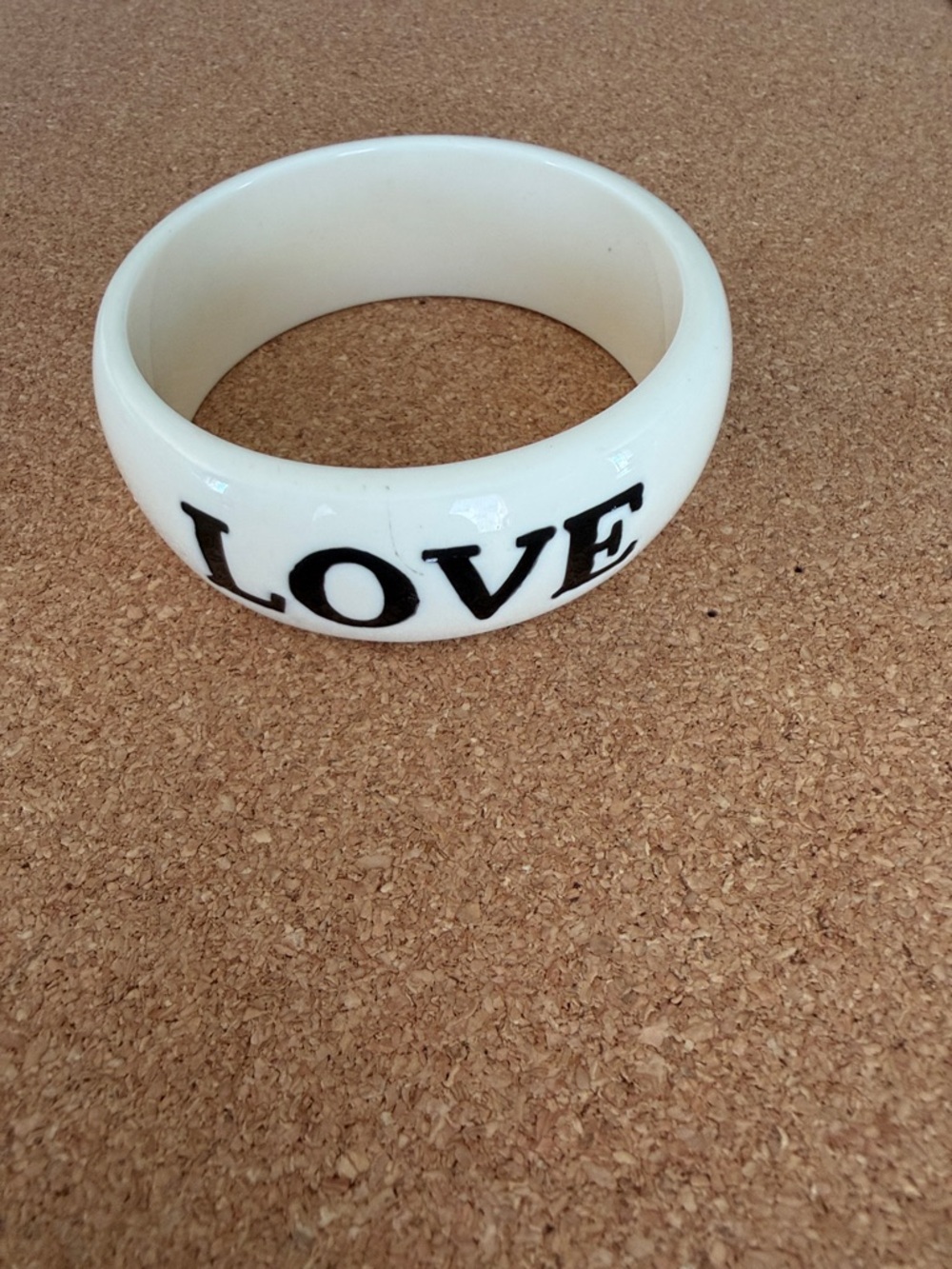 Cream Bangle Bracelet with Bold "LOVE" Text - Picture 3 of 6
